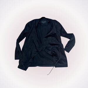 BLANKYC Suede Feel Black Draped Front Jacket | Sz S